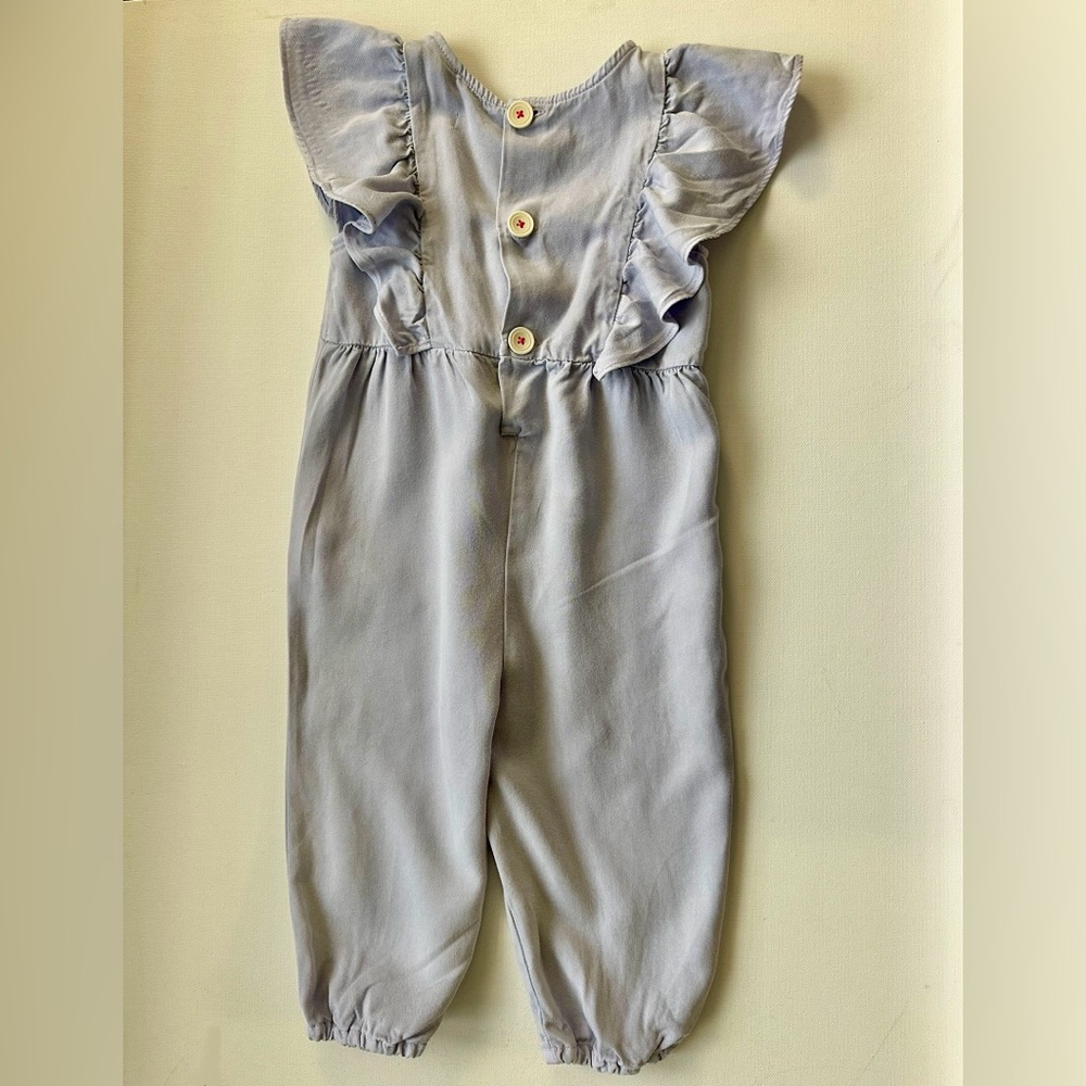 Zara girl’s jumpsuit ruffled sleeves and buttons down the back.  Size 18-24M.